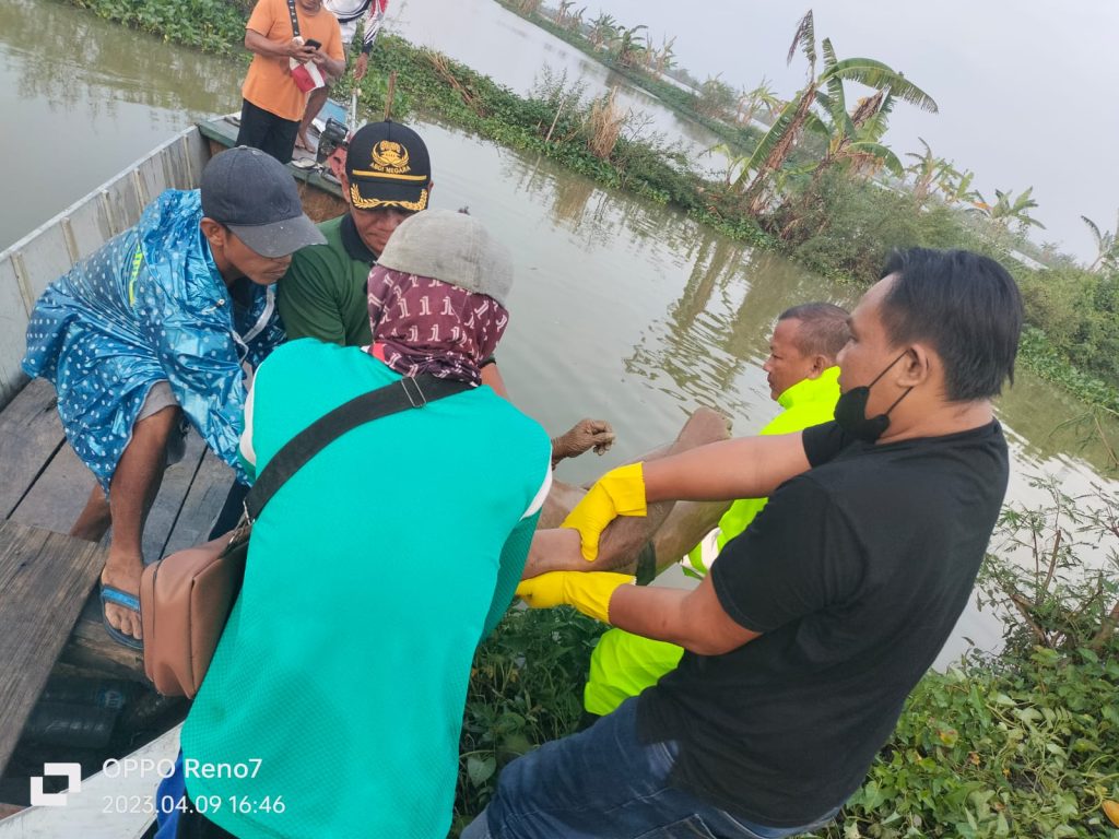 Pemancing Temukan Mayat Pria di Sungai Rawa Dermalang, Polsek Widang Evakuasi ke Rumah Sakit
