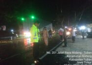 Polsek Bersama BPBD Evakuasi Pohon Tumbang di Jalur Poros Widang