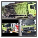 Insiden Kebakaran Mobil Puso Bermuatan Batu Bara Di Tol Jalinsum KM 38, Menuju Arah Pelabuhan ASDP Bakauheni Lamsel