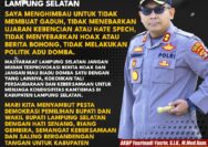 Pasca Tahap Pedaftaran Paslon, Kapolres Lamsel AKBP Yusriandi Yusrin Ajak Jaga Kamtibmas Yang Harmonis
