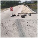 Palang Peringatan Penutup Jalan Belum Resmi Dibuka: Jalan Rabat Beton Desa Semampir Sudah Pecah-Pecah