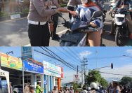 Momen Valentine, Polres Trenggalek Sosialisasi Tertib Lalin dengan Bag-bagi Coklat dan Boneka