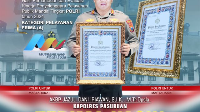 Polres Pasuruan Raih Penghargaan Pelayanan Prima di Ajang Musrenbang Polri 2025