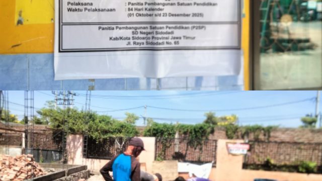 Diduga Abaikan K3 Proyek Rehabilitasi SDN Sidodadi Adukkan Cor Tanpa Alat Bantu, Berdalih Program Kementrian