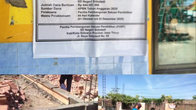 Proyek Rehabilitasi SDN Sidodadi Mengabaikan K3 Terlihat Jelas Dilapangan Kabupaten Sidoarjo