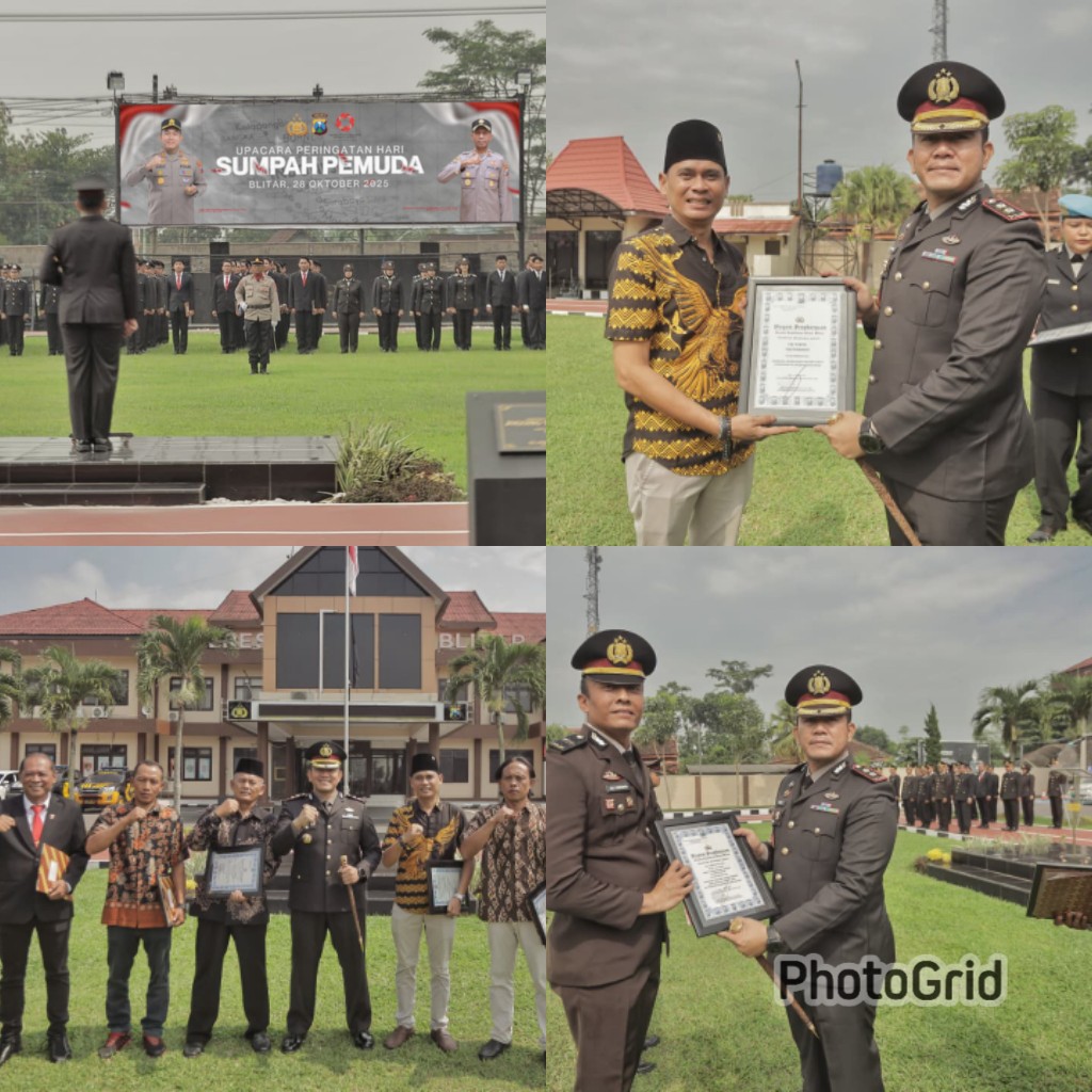 Momentum Hari Sumpah Pemuda: Kapolres Blitar Berikan Penghargaan Kepada Personel Polri Yang Berprestasi dan Masyarakat Yang Membantu Tugas Kepolisian Momentum Hari Sumpah Pemuda: Kapolres Blitar Berikan Penghargaan Kepada Personel Polri Yang Berprestasi dan Masyarakat Yang Membantu Tugas Kepolisian