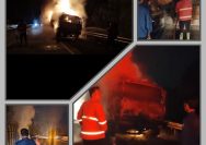 Truk Kebakaran di JTTS KM 16 Bakauheni, Damkarmat Lamsel Bantu Evakuasi "Pantang Pulang Sebelum Api Padam"