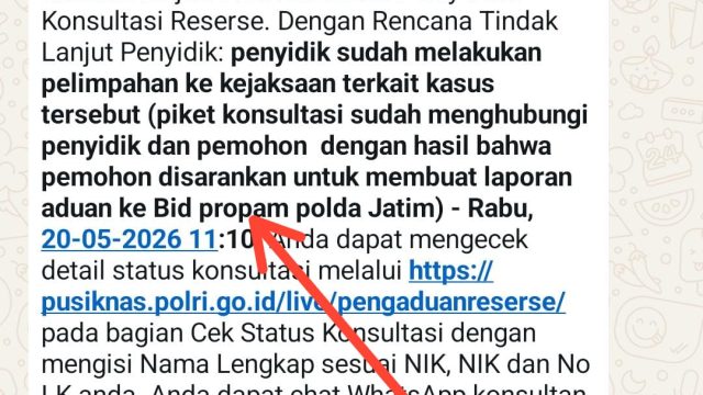 Bareskim Polri Tindak Lanjuti Laporan, Propam Jatim Terima Pengaduan Terkait Penanganan Perkara Di polres Pasuruan Kota