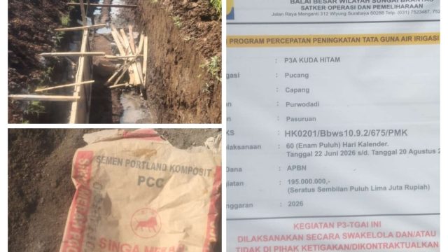 ‎Proyek P3-TGAI Rp195 Juta di Desa Capang Pasuruan: Rangkap Peran Kasun, Material & Pengawasan Jadi Sorotan Tajam