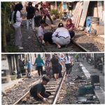 Warga Krembangan Mulyo dan Mahasiswa Unair Gelar Kerja Bakti Bersih-Bersih Bantaran Rel