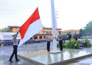 Guyuran Hujan Tak Halangi Semangat Personel Polda Lampung Peringati HUT ke-81 Kemerdekaan RI