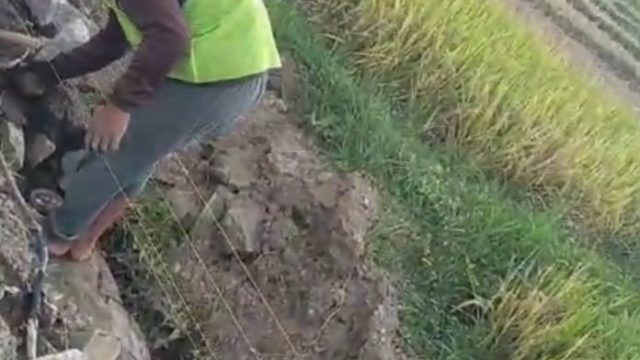 Proyek TPT Diduga Menggunakan Batu Bekas Pembangunan TPT di desa sukolelo