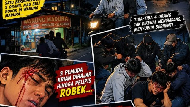 Detik-detik Mencekam di Tuang Klagen: Disuruh Berhenti 4 Orang Tak Dikenal, 3 Pemuda Krian Dihajar Hingga Pelipis Robek