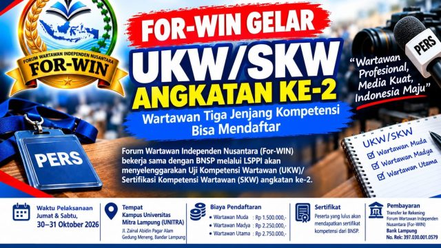 For-WIN Gelar UKW/SKW Angkatan ke-2 , Pendaftaran Dibuka Hingga 28 Oktober 2026