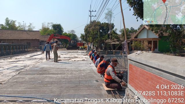 Pekerjaan Dikebut, Progres Pergantian Jembatan Kulak dan Krajan III di Ruas Jalan Tongas Lumbang Sukapura, Capai 85% Persen